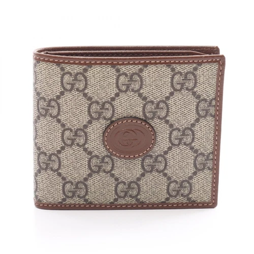 Portefeuille homme Gucci Interlocking G Gg Supreme en toile enduite de PVC à deux volets