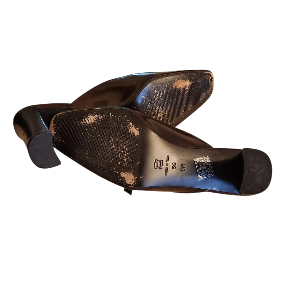 Via Spiga Tacones Mula Cuero Marrón 3" Tacón Bloque Talla 8M Foto 4 de 4