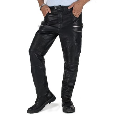 Laverapelle Men's Genuine Lambskin Leather Pants (Black, Biker Pants) - 2304007