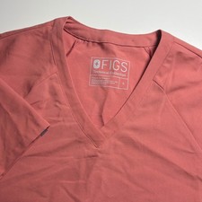 FIGS V Neck Tech Collection Scrub Top Coral Pink Woman's S Short Sleeve Shirt