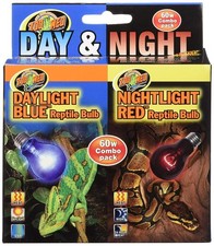 Zoo Med Day  Night Reptile Bulb Combo Pack 2 Count Pack of 1 , Red and Blue
