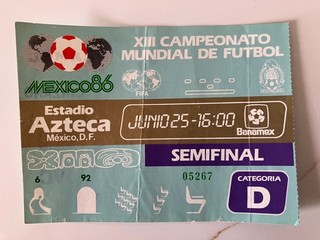 1986 World Cup Semi Final Ticket Argentina v Belgium