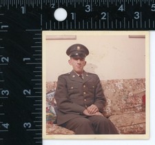 Vintage US Army Soldier Snapshot Photo Color Military Uniform 1960s GI
