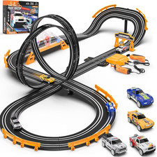 Slot Car Race Track Sets with 4 Slot Cars, Electric Race Car Track Include Slope