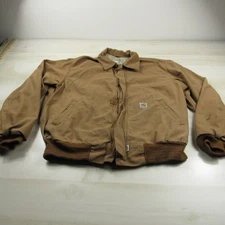 Carhartt Jacket Men Large Brown FR Fire Duck Canvas Zip Chore USA Union Made