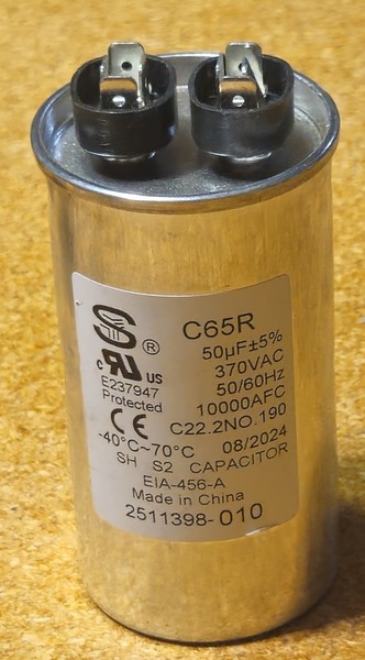 Condensador C65R 50μF 370VAC Motor Funcionamiento SH S2 - Nuevo 08/2024