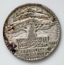 10 Piaster  Piastres 1929 Libanon  Ceder Baum Silber