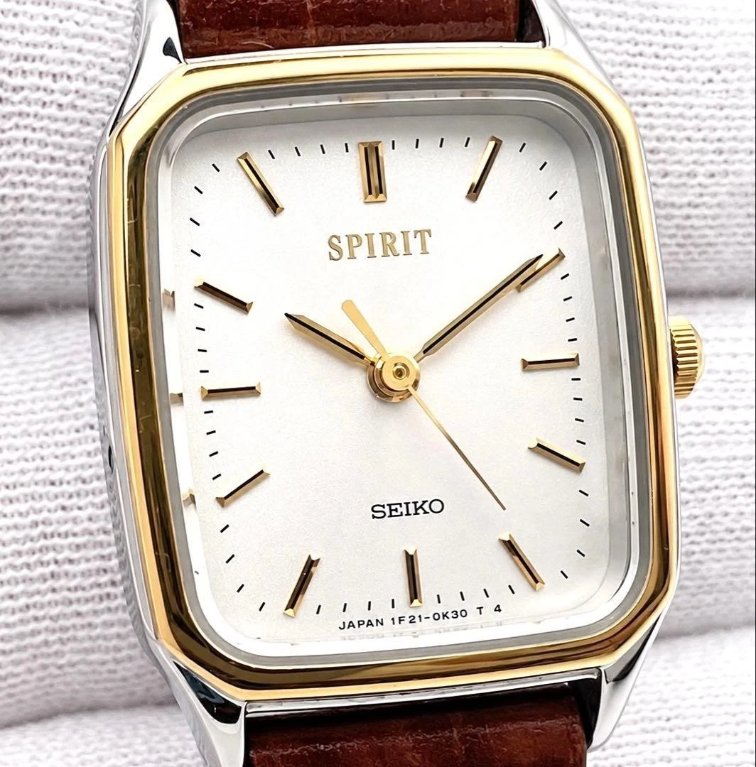 Seiko Spirit 1F21-5B20 Dos Tonos Tanque Cuarzo Damas Reloj Vintage Japón