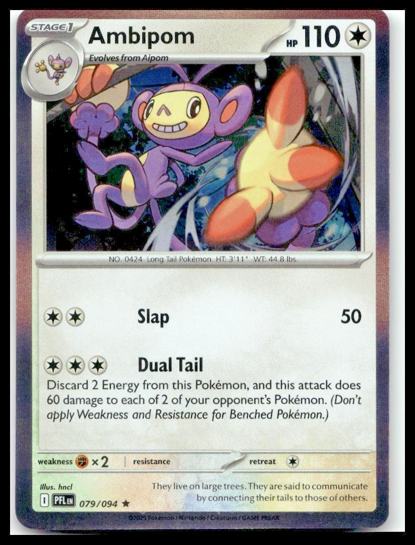 Ambipom 079/094 Rare Holo Card ME02: Phantasmal Flames PFL Pokemon TCG NM