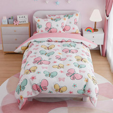 Butterfly Twin Bedding Sets for Girls, Ultra Soft Microfiber Comforter Set with