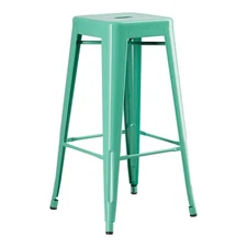 30'' High Backless Aquamarine Metal Restaurant Barstool For Indoor / Outdoor Use