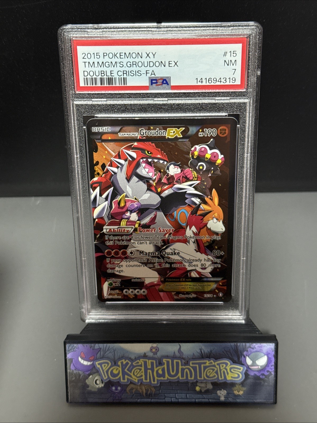 Pokemon Card Team Magma’s Groudon EX 15/34 Full Art Double Crisis PSA 7 NM
