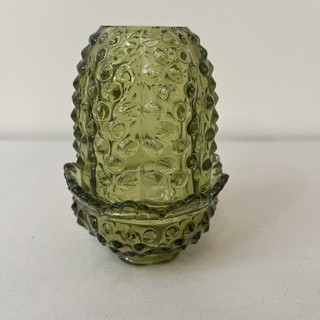 Vintage Fenton Art Glass Green Hobnail Pattern Fairy Lamp