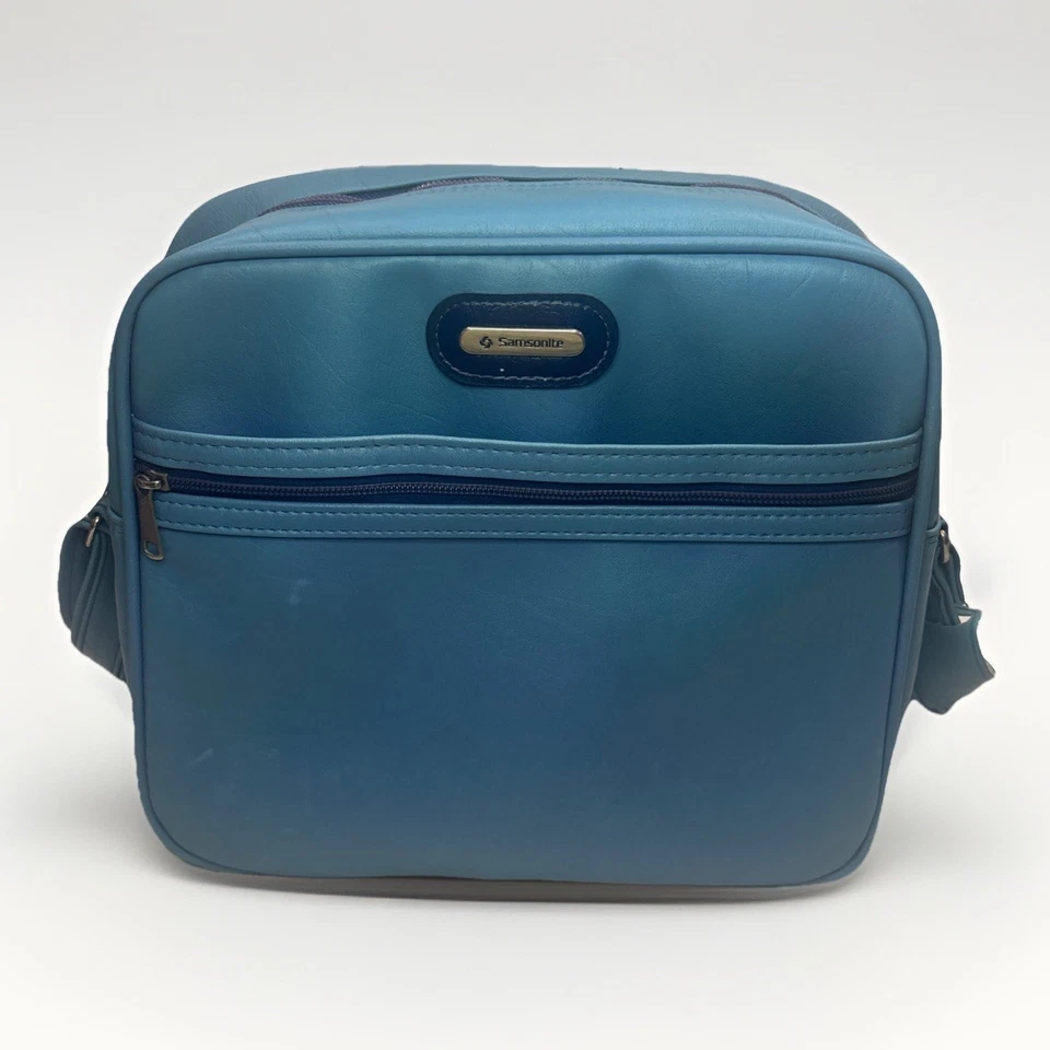 Bolsa de Viagem Vintage Samsonite Montebello II Weekender Couro Sintético, Azul - Imagem 3 de 4