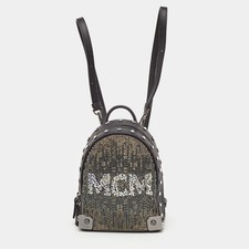 MCM Stark Bebe Boo Mini Black Leather Mosaic ...