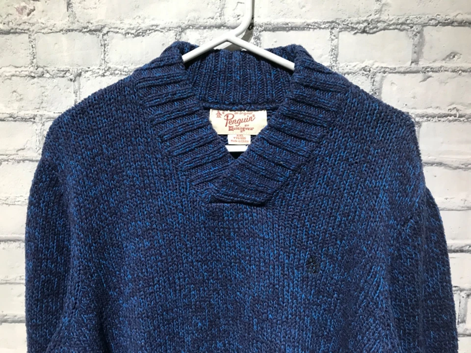 Suéter Penguin, XXL, Azul Marino Tejido Manga Larga, 60% Algodón, Pullover Foto 2 de 4
