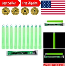 Military Grade Green Glow Sticks - 12 Hour Emergency Light, 10 Pack