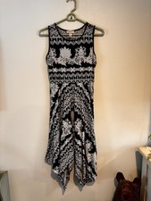 Loft Size 5 Navy Blue And White Preowned Dress - Nylon Material Stretch