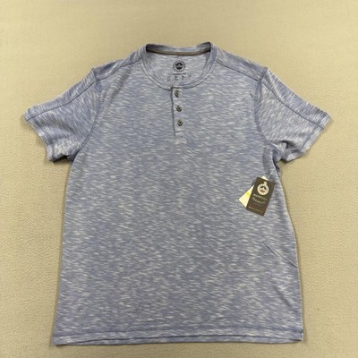 Flag & Anthem Shirt Mens Medium Blue Short Sleeve Henley Madeflex Tee Jersey