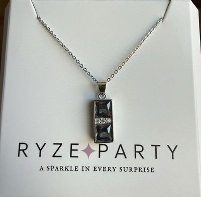 Ryze Party Mystic Kristall Halskette Weiß Frost CZ Silberfarben Neu mit Etikett