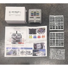 6-Way 12V-24V Auto Marine Car Power Distribution Blade Fuse Holder Box Block Neg