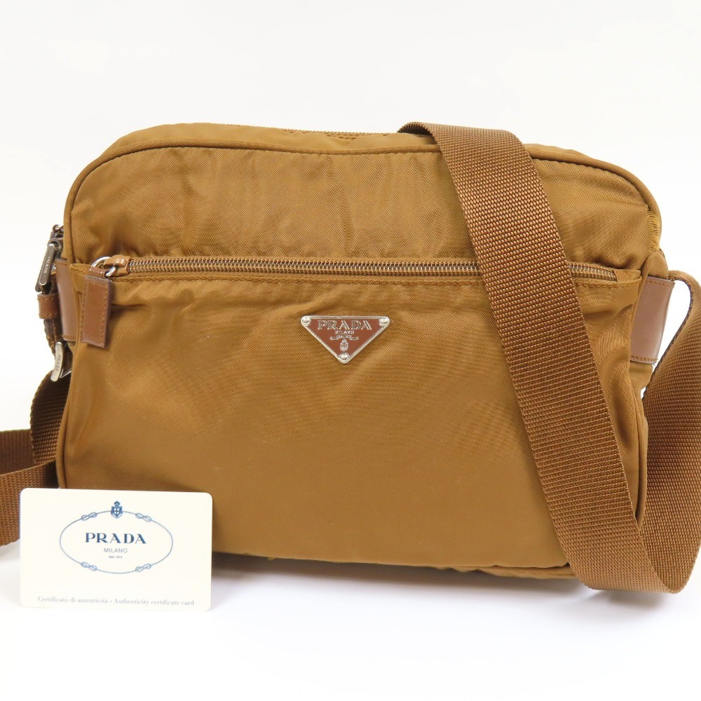 PRADA  BT0166 Triangle Logo Crossbody Bag Vintage Shoulder Bag Brown 101730