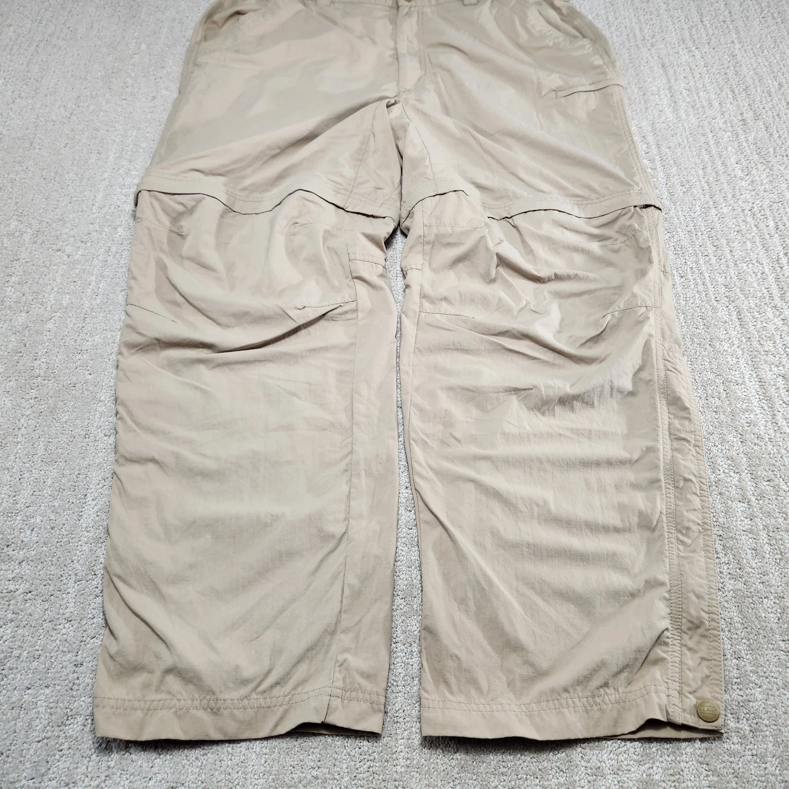 LL Bean Convertible Pants Mens XL Ripstop Zip Off Hybrid Packable Hiking Elastic