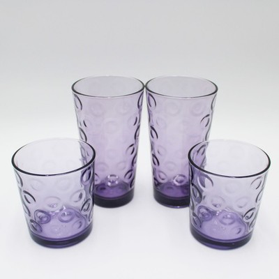 Set of 4 Vintage Circleware Purple Amethyst Spectrum 6  and 4'' Tumbler Glasses