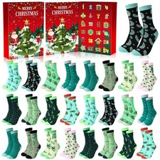 24 Pairs of Christmas Socks Advent Calendar for Adults Men Women Warm Cotton ...