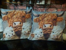 2D Highland Cow Poszewka na poduszkę Zestaw 2 dekoracji sofy do salonu. Dom wiejski 