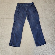 Carhartt Cargo Pants Mens 32x32 Blue Ripstop Workwear Utility Outdoor
