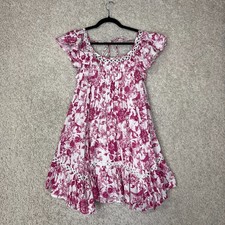 Entro Flutter Sleeve Babydoll Mini Dress Womens Medium Pink White Feminine NWT