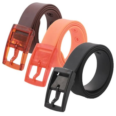 Silicone Belt Metal Free Square Pin Buckle Casual Jeans Waist Belts Unisex