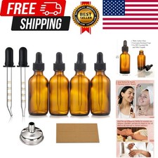 4 Pack, 2 oz Dropper Bottles with 2pcs Glass Pipettes 1ml - Essential Oils Bott