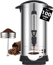 1500W 100-Cup Commercial Coffee Urn - Stainless Steel Electric Percolator