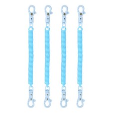 Retractable Coil Keychain W Double Plastic Clasp, 7.9", Light Blue 4Pcs 