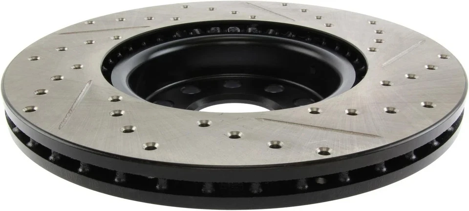 Disco de freno delantero derecho perforado ranurado se adapta a Audi A1 VW Tiguan Bora Seat Aleta Foto 2 de 4