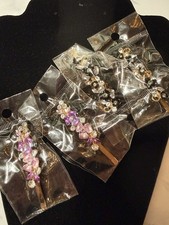 Floral Rhinestone Hair Barrette Lot 4 Enamel Flower Hair Clips Lot 1030