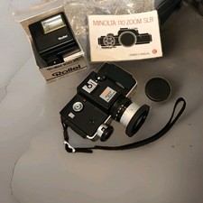 Minolta 110 Zoom SLR Black Camera w/ Lens, Lens Cap Owner s Manual