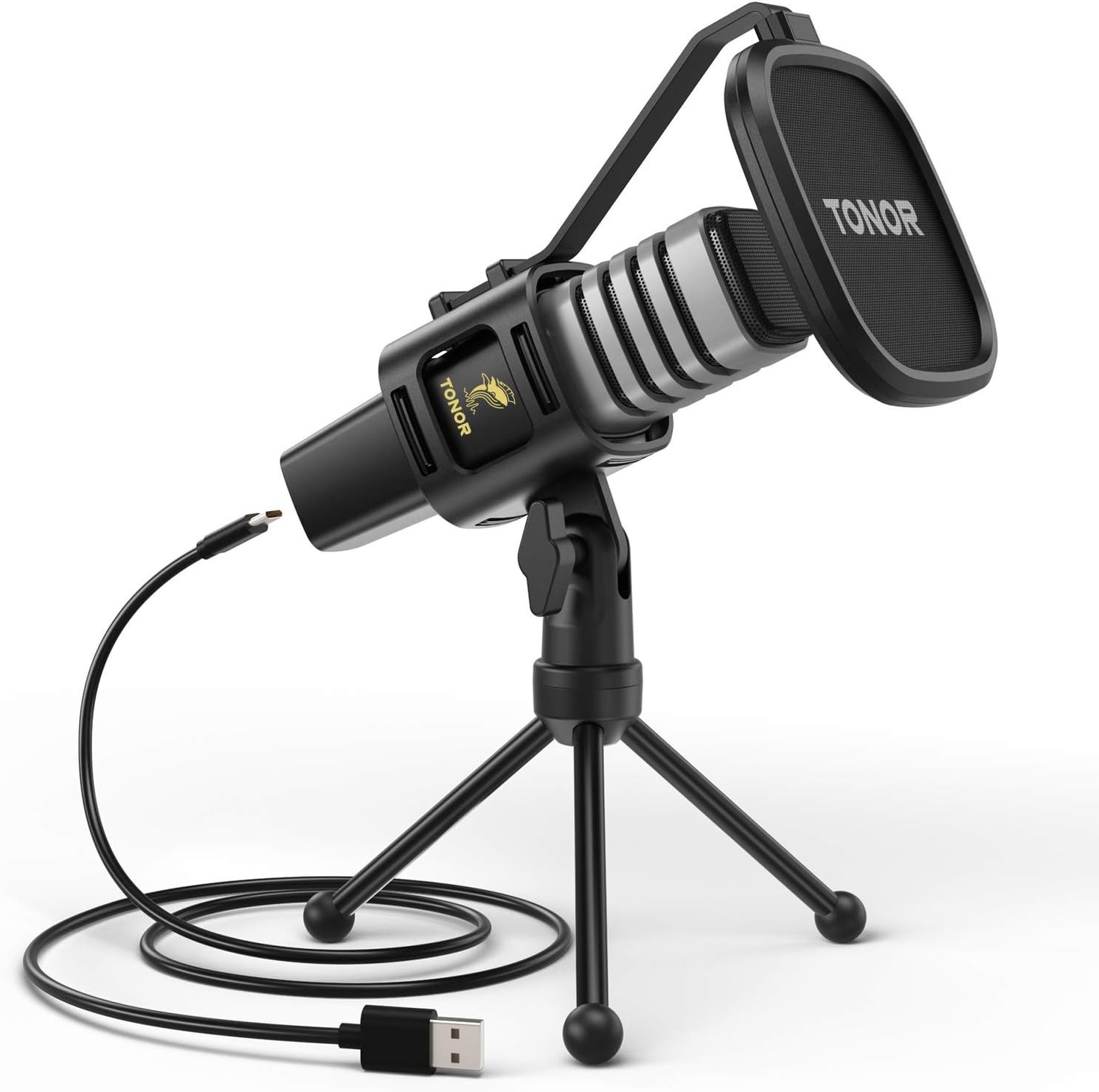 TONOR RGB USB Microphone, Cardioid Condenser Computer Mic, Pop Filter, Shock Mo