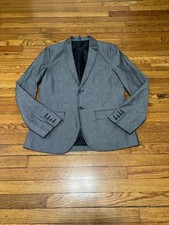 Kenneth Cole Reaction Mens Blazer Jacket Large 40R Gray Herringbone Sport Coat