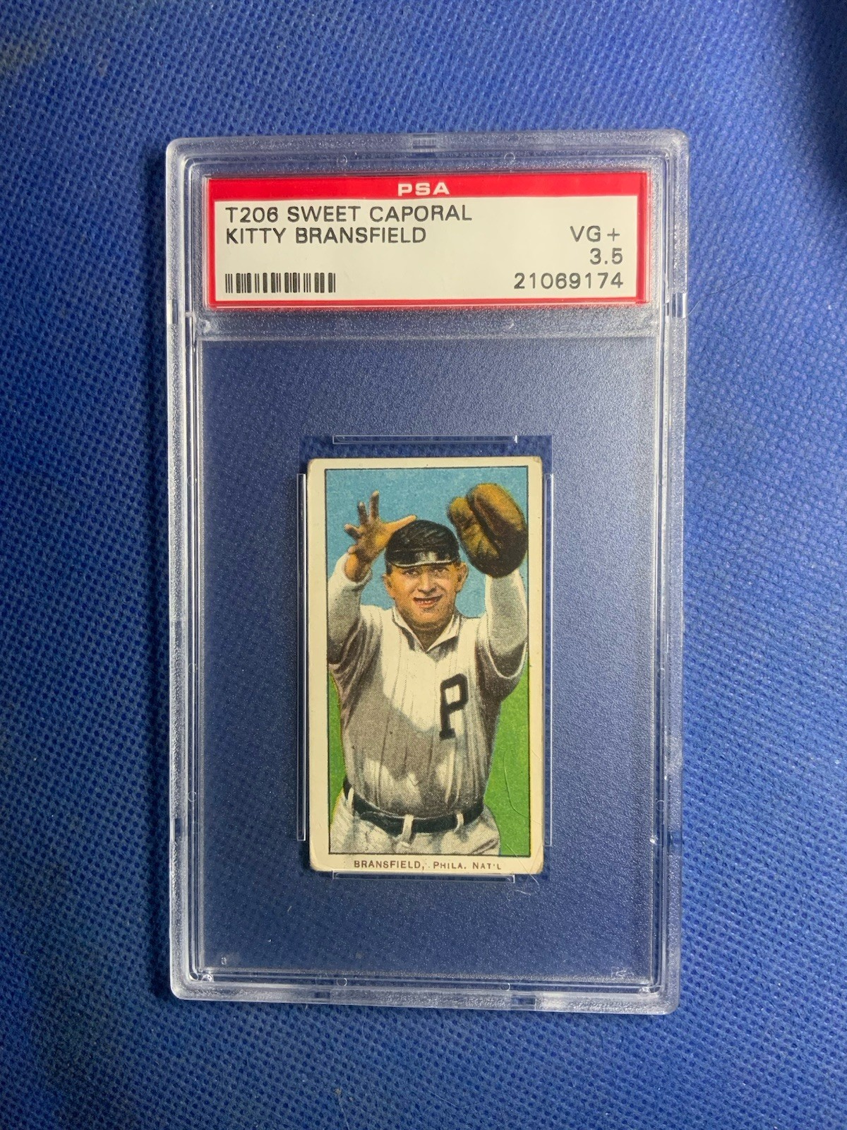 1909-11 T206 Kitty Bransfield SWEET CAPORAL  150 PSA 3.5