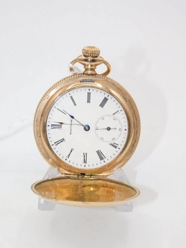 ANTIQUE POCKET WATCH~WALTHAM~25 YEAR GOLD FILLED CASE~1.75"~RUNS~NO CRYSTAL
