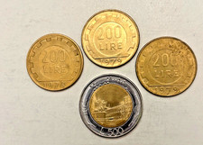 Lot Of 4 Italy Coins:  1978 and 1979 200 Lire and 1983 500 Lire