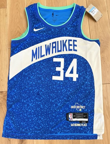 Authentic Nike Giannis Antetokounmpo Men’s Jersey 44 City Edition #34 SZ Medium