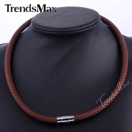 Collar de cuerda trenzada para hombre cadena de cuero hecho por el hombre 4/6/8 mm 16-24 pulgadas - Imagen 15 de 18