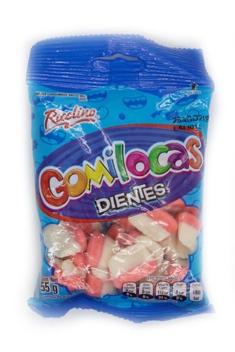 GOMILOCAS DIENTES RICOLINO Gomitas De Grenetina Sabor Fresa 55G C/U (3 Stück)
