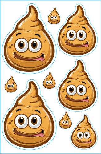 Poop Emoji Decal Vinyl Funny Variety Printed Sticker 4 Sizes in each collection - Picture 7 of 12