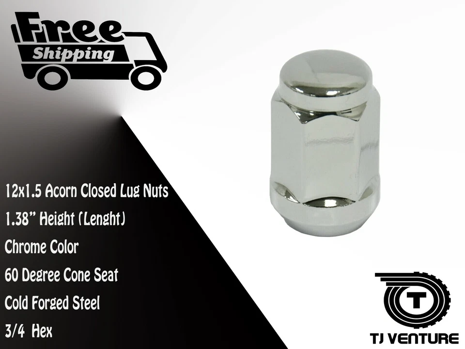 100PC CHROME BULGE ACORN LUG NUTS 12X1.5 1.38" CHEVY JEEP ACURA HONDA LEXUS GMC - Image 2 of 3
