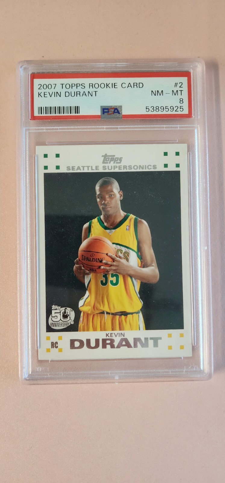 2007 Topps Rookie #2 Kevin Durant RC PSA 8 NM-MT White Border